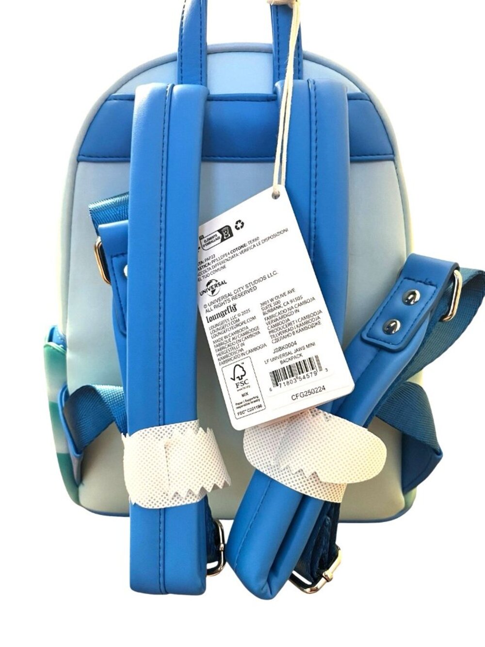 Loungefly Jaws Swimming in Ocean Boat Universal Mini Backpack Bag 50th Ann NWT - Picture 5 of 6